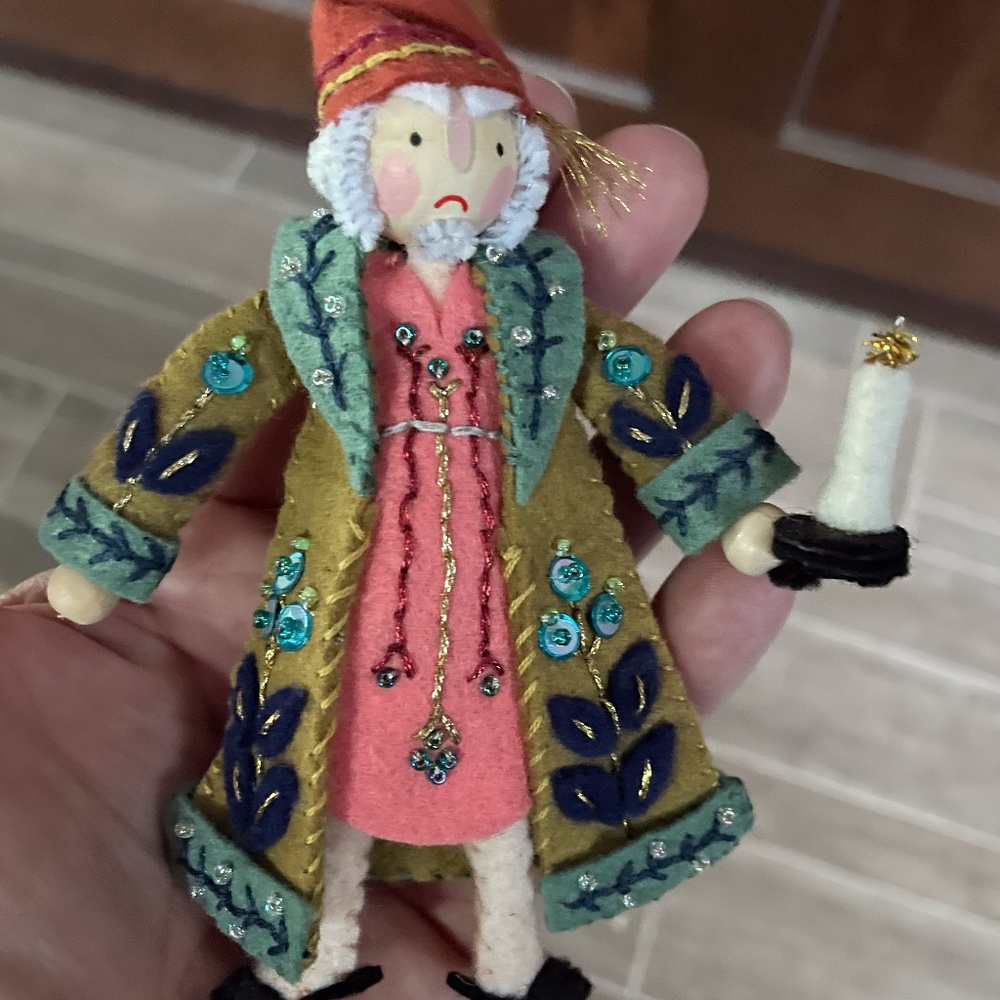 Hand Embroidered, Hand Sewn Mr. Scrooge Ornament